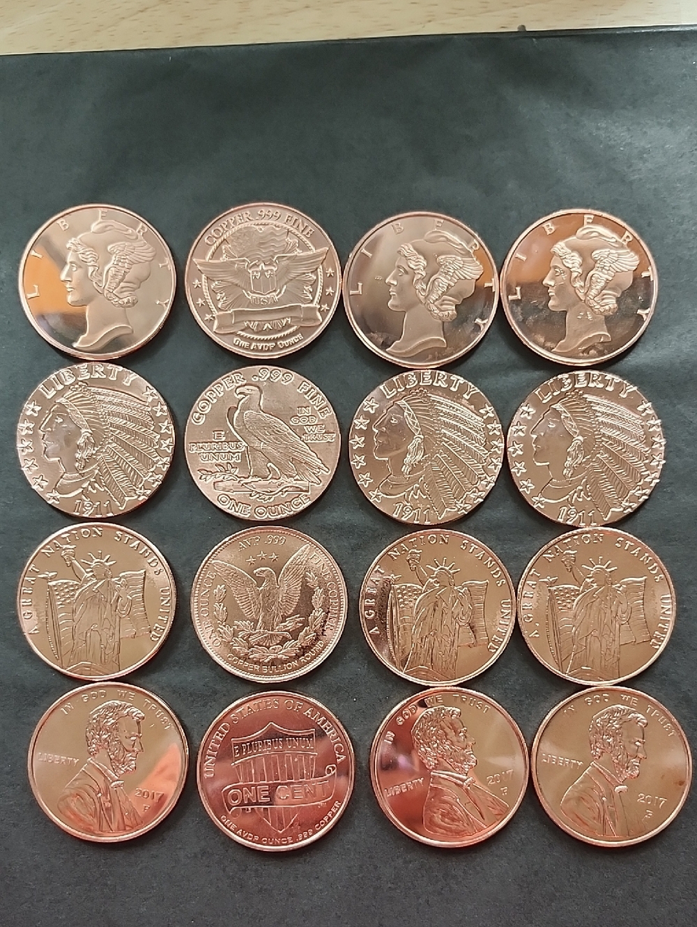 1oz. Pure Copper  Rounds 16 Total